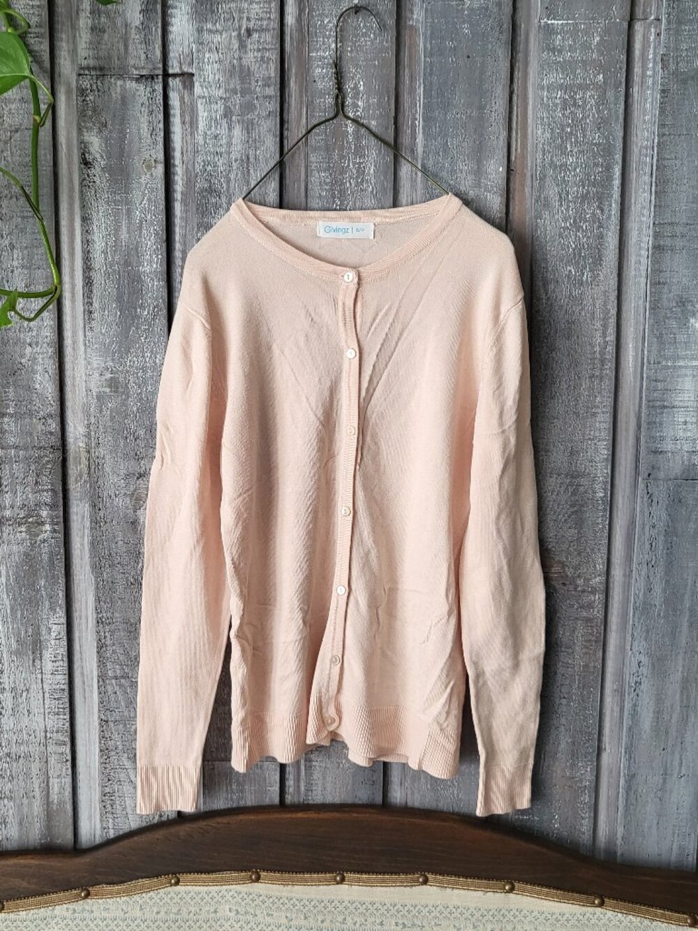 Givingz Peach Pink Cotton Button Down Cardigan Sweater Small S/P